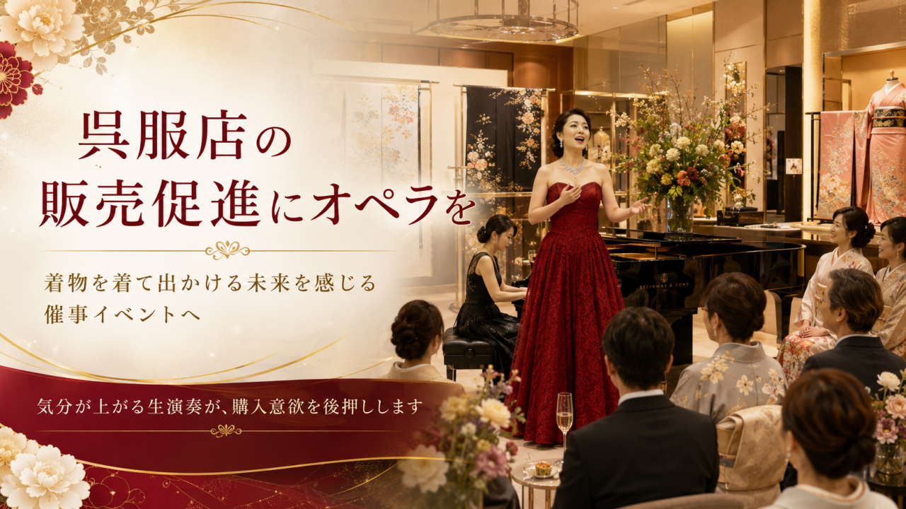 呉服店の販売促進にオペラを取り入れる催事イベントのイメージ
