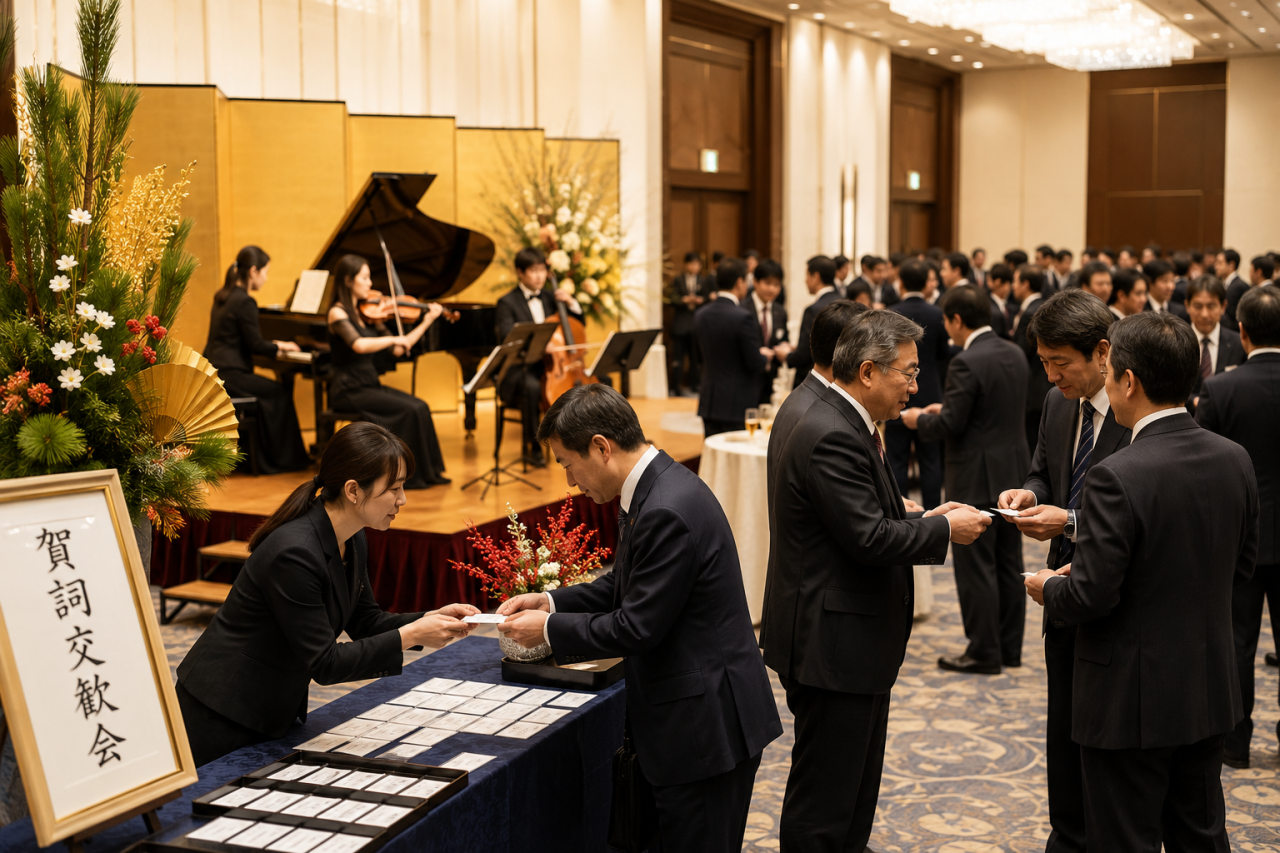 60分・1000人の賀詞交歓会に余興は必要？名刺交換を止めない短い生演奏